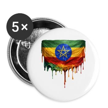 Ethiopia Flag in Drop Art - Buttons large 2.2''/56 mm (5-pack) - white - Front