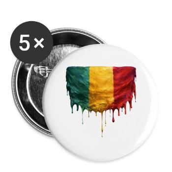 Drapeau du Mali en illustration de goutte - Lot de 5 grands badges (56 mm) - blanc - Devant