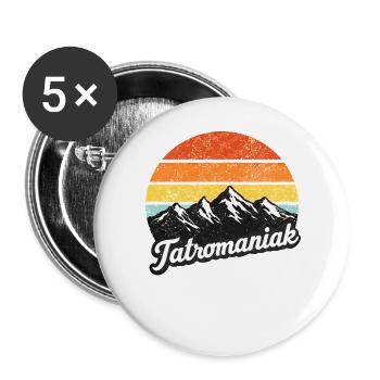 Tatromaniak Mountain Sunset Retro - Buttons groß 56 mm (5er Pack) - Weiß - Vorne