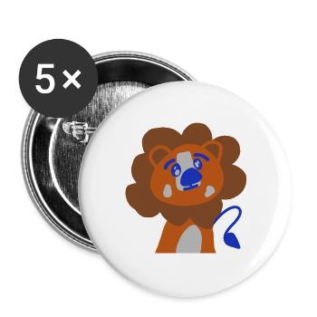 cute lion - Buttons large 2.2''/56 mm (5-pack) - white - Front