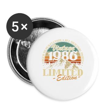 Vintage 1986 Vintage Retro Birthday Gift - Buttons large 2.2''/56 mm (5-pack) - white - Front