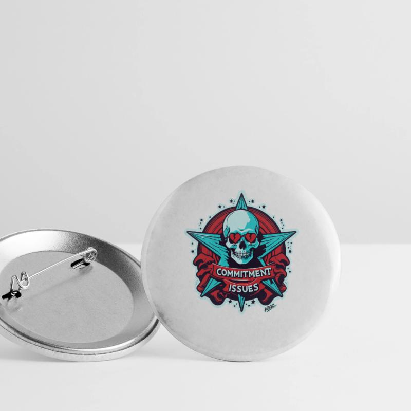 Commitment Issues Skull Badge Buttons large 2.2''/56 mm (5-pack)