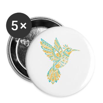 Skull Alebrije Hummingbird Mexican - Buttons large 2.2''/56 mm (5-pack) - white - Front