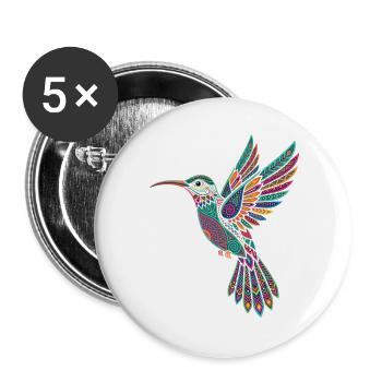Alebrije Hummingbird Mexican Folk - Buttons large 2.2''/56 mm (5-pack) - white - Front