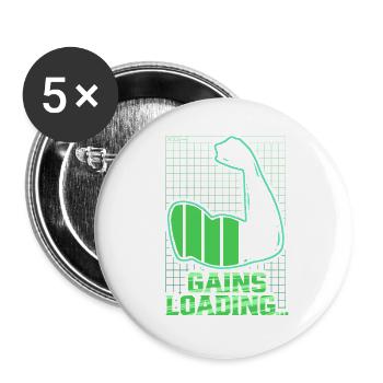 Bizeps Bizepstraining Fitnessstudio Gains Loading - Buttons groß 56 mm (5er Pack) - Weiß - Vorne