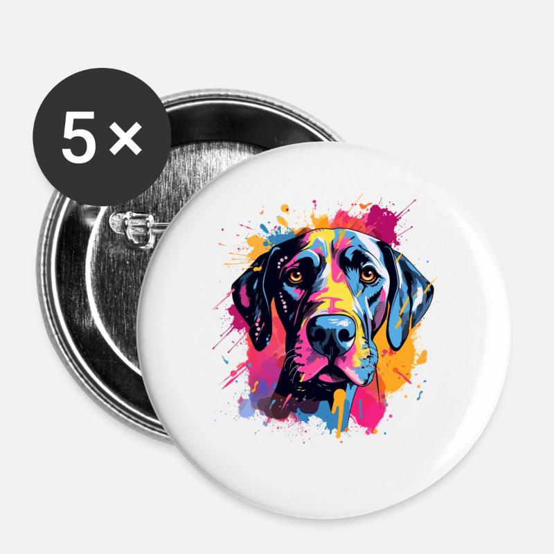 Great Dane Dog Splash Art Colorful - Buttons large 2.2''/56 mm (5-pack) - white