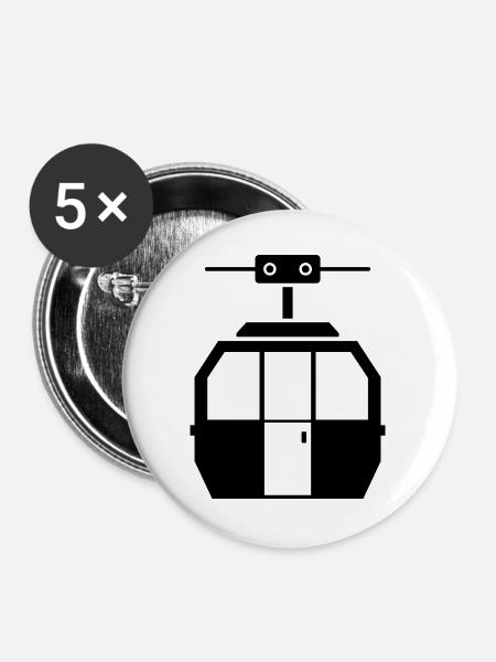 Seilbahn - Buttons groß 56 mm (5er Pack) - Weiß