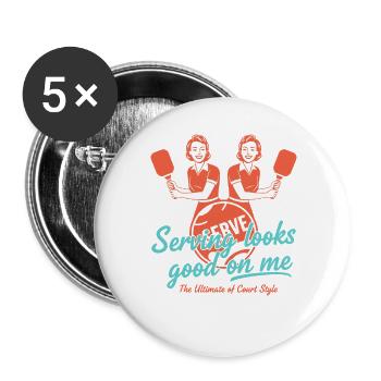 Joueur drôle de pickleball pickleball - Lot de 5 grands badges (56 mm) - blanc - Devant