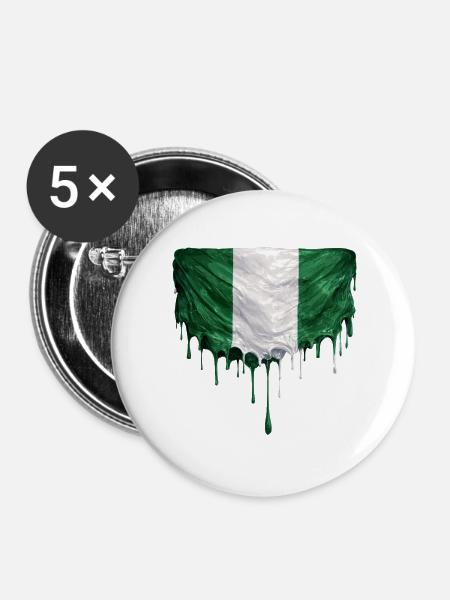 Nigerianische Flagge in buntem Farbauftrag - Buttons groß 56 mm (5er Pack) - Weiß