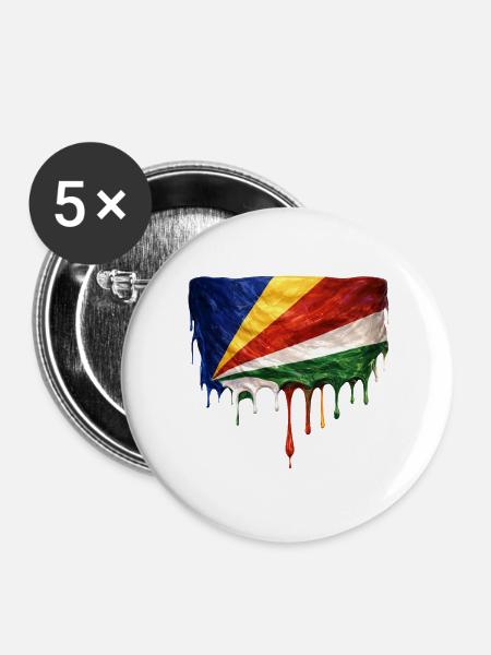 Seychelles Flagge Tropfenkunst - Buttons groß 56 mm (5er Pack) - Weiß