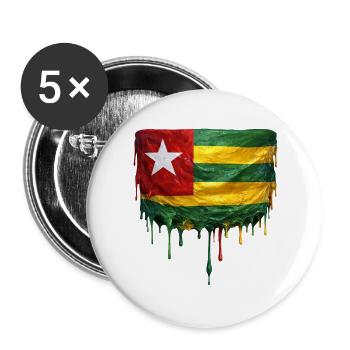 Togo Flag Drop Art - Buttons large 2.2''/56 mm (5-pack) - white - Front