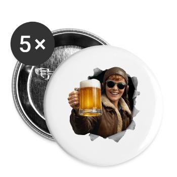 Amelia Earhart with sunglasses and beer - Buttons large 2.2''/56 mm (5-pack) - white - Front