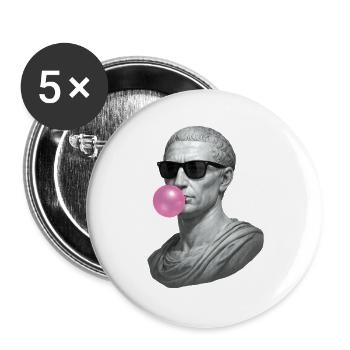 Caesar with sunglasses and chewing gum - Buttons large 2.2''/56 mm (5-pack) - white - Front
