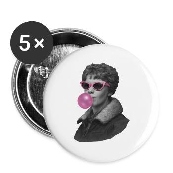 Amelia Earhart with pink sunglasses and bubblegum - Buttons large 2.2''/56 mm (5-pack) - white - Front
