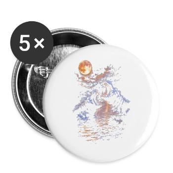 Mondnacht Hippo-Roar im Wasser - Buttons groß 56 mm (5er Pack) - Weiß - Vorne