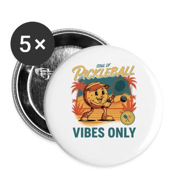 Pickleball-Seele von Pickleball-Vibes nur lustig - Buttons groß 56 mm (5er Pack) - Weiß - Vorne