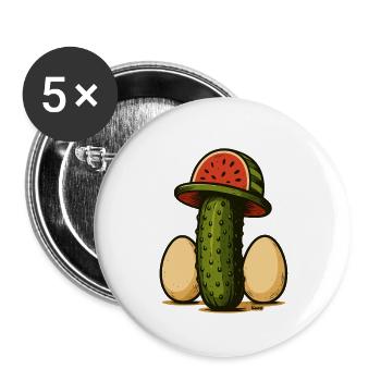 Wassermelonenhut-Kaktus EGG Duo - Buttons groß 56 mm (5er Pack) - Weiß - Vorne