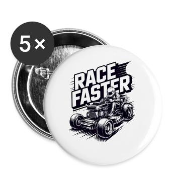Course de tracteurs à pelouse Course de tondeuses à gazon - Lot de 5 grands badges (56 mm) - blanc - Devant