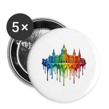 Hanover mit farbenfroh verlaufender Farbe - Buttons groß 56 mm (5er Pack) - Weiß - Vorne