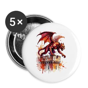 Colorful Gargoyle - Buttons large 2.2''/56 mm (5-pack) - white - Front