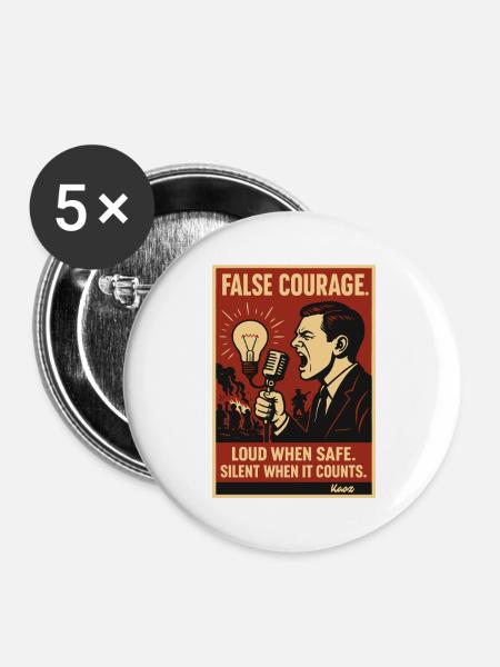 False Courage Protestplakat - Buttons groß 56 mm (5er Pack) - Weiß
