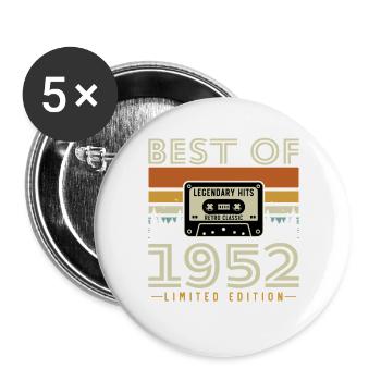 1952 Vintage Retro Birthday Gift - Buttons large 2.2''/56 mm (5-pack) - white - Front