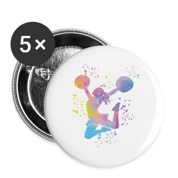 Cheerleader Cheer Mom Cheerleading - Buttons large 2.2''/56 mm (5-pack) - white - Front