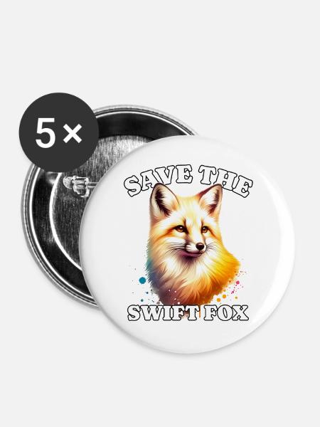 Swiftfuchs Save Swift Fox - Buttons groß 56 mm (5er Pack) - Weiß