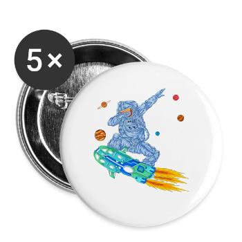 T-shirt spatial Astronaute en hoverboard - Lot de 5 grands badges (56 mm) - blanc - Devant