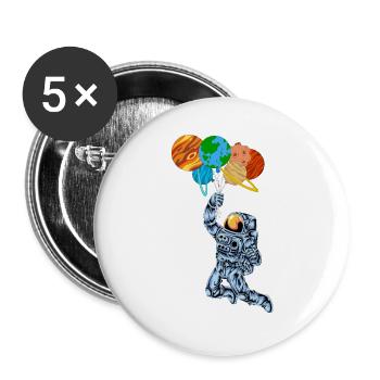 Astronaut Planet Balloons Shirt - Buttons groß 56 mm (5er Pack) - Weiß - Vorne