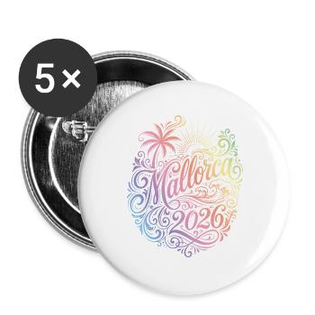 Palmier coloré de Majorque 2026 - Lot de 5 grands badges (56 mm) - blanc - Devant
