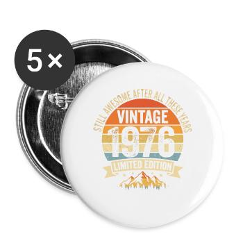 Jahrgang 1976 Retro Geburtstags Design  - Buttons groß 56 mm (5er Pack) - Weiß - Vorne