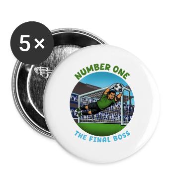 Nummber One Finalboss: Torwart - Buttons groß 56 mm (5er Pack) - Weiß - Vorne