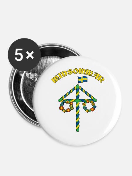 Litha Pagan: Sommersonnenwende, Mittsommer, Mittsommer, Mittsommer. - Buttons groß 56 mm (5er Pack) - Weiß