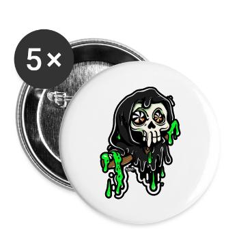 Sensenmann mit Neon-Schleim - Buttons groß 56 mm (5er Pack) - Weiß - Vorne