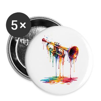Trumpet with dripping paint - Buttons large 2.2''/56 mm (5-pack) - white - Front