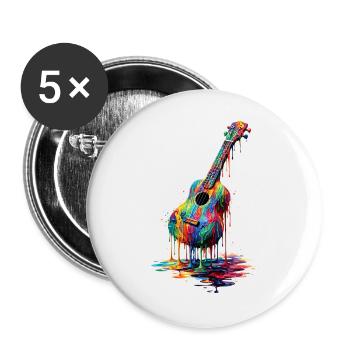 Ukulele mit tropfender Farbe - Buttons groß 56 mm (5er Pack) - Weiß - Vorne