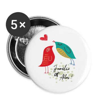 Familie ist Alles - Buttons groß 56 mm (5er Pack) - Weiß - Vorne