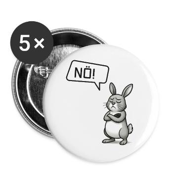Sturer Hase sagt NÖ! – Witziges Statement - Buttons groß 56 mm (5er Pack) - Weiß - Vorne