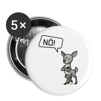 Nö! Reh – Süßer Sturkopf sagt Nein Statement - Buttons groß 56 mm (5er Pack) - Weiß - Vorne