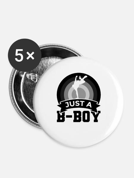 B Boy - Buttons groß 56 mm (5er Pack) - Weiß