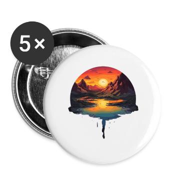 Mystical sunset at the mountain lake with - Buttons large 2.2''/56 mm (5-pack) - white - Front