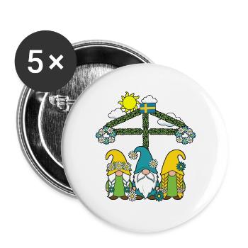 Litha Pagan Solstice d’été Midsommar - Lot de 5 grands badges (56 mm) - blanc - Devant