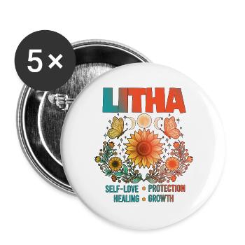 Litha Pagan Summer Solstice Midsummer Midsommar - Buttons large 2.2''/56 mm (5-pack) - white - Front