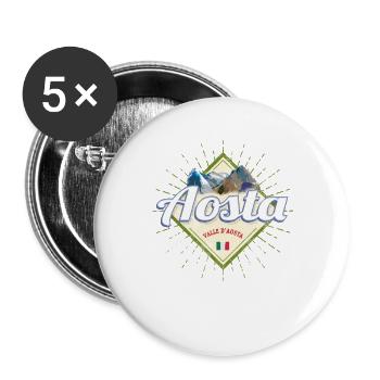 Aosta Italien Aostatal Berge Vintage Souvenir - Buttons groß 56 mm (5er Pack) - Weiß - Vorne