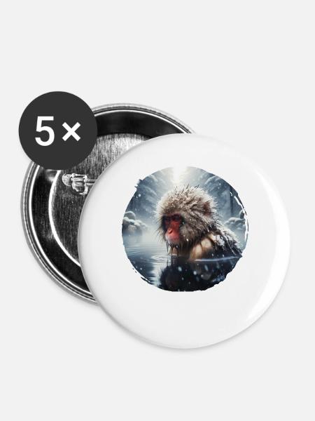Japanmakak Japanese Macaque - Buttons groß 56 mm (5er Pack) - Weiß