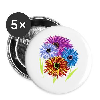 Blumen Sommer Garten Blume Blüten Flora - Buttons groß 56 mm (5er Pack) - Weiß - Vorne