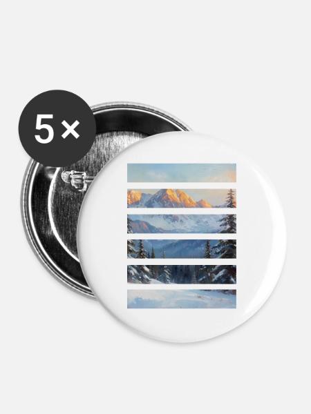 Geschichteter Berghorizont - Buttons groß 56 mm (5er Pack) - Weiß