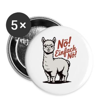 Lama Shirt Nö Einfach Nö - Buttons groß 56 mm (5er Pack) - Weiß - Vorne