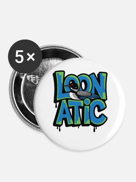 Loonatic Vogel Graffiti Style - Buttons groß 56 mm (5er Pack) - Weiß